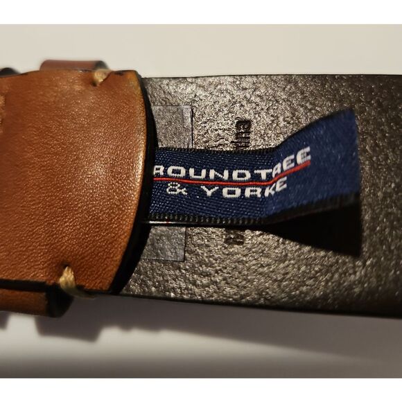 Roundtree & Yorke Carmel Brown Leather Belt waist 33"-37" - Picture 2 of 6